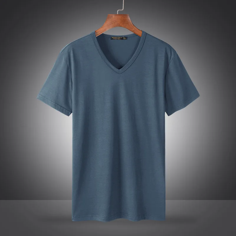 High Quality V Neck T-shirt Camiseta Bulk Oversized T Shirts Tee Modal ...