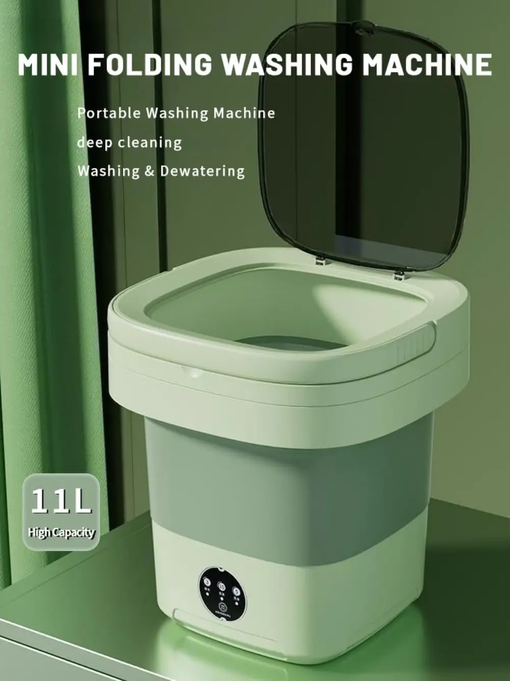 Mini Machine à Laver Pliable Portable – TPE & PP, Enfichable EU, Séchage Doux, Idéale Dortoir, Voyage, Petit Linge