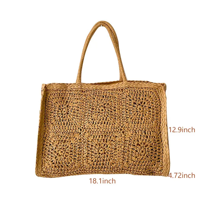 Handwoven Straw Vintage Purse Bag Large Straw Beach Bag Chic Casual ...