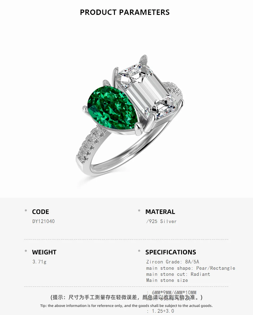 KAKODIY 925 Sterling Silver double stone pear-shaped engagement ring zirconia wedding ring jewelry for women detail 1