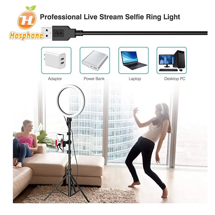 
2020 профессиональный 26 см 10 дюймов кольцо-вспышка для селфи с 2,1 м штатив прямая трансляция макияж с регулируемой яркостью Светодиодная подсветка солнечный свет для камеры красоты Ringlight 