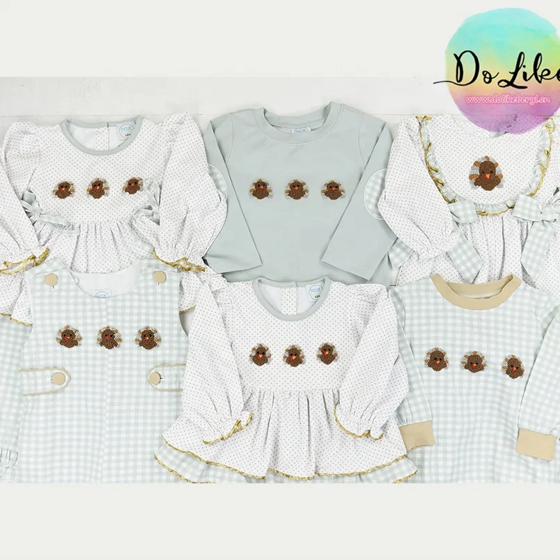 Thanksgiving Day Baby Clothing Sets Turkey French Knot Designer Clothes Kids Outfits Children Girls Boys Clothes