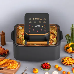 12 Liter Digital Household Electric Air Fryer with Unique Design Square Stainless Steel and Plastic LCD Display and US Plug