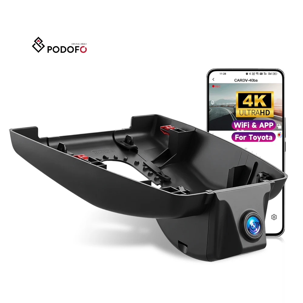 Podofo Hidden 4K Dash Cam for Toyota Sienna Gen4 XL40 2021 2026 Car DVR WiFi Plug and Play Night Vision Loop Recording G Sensor L6017