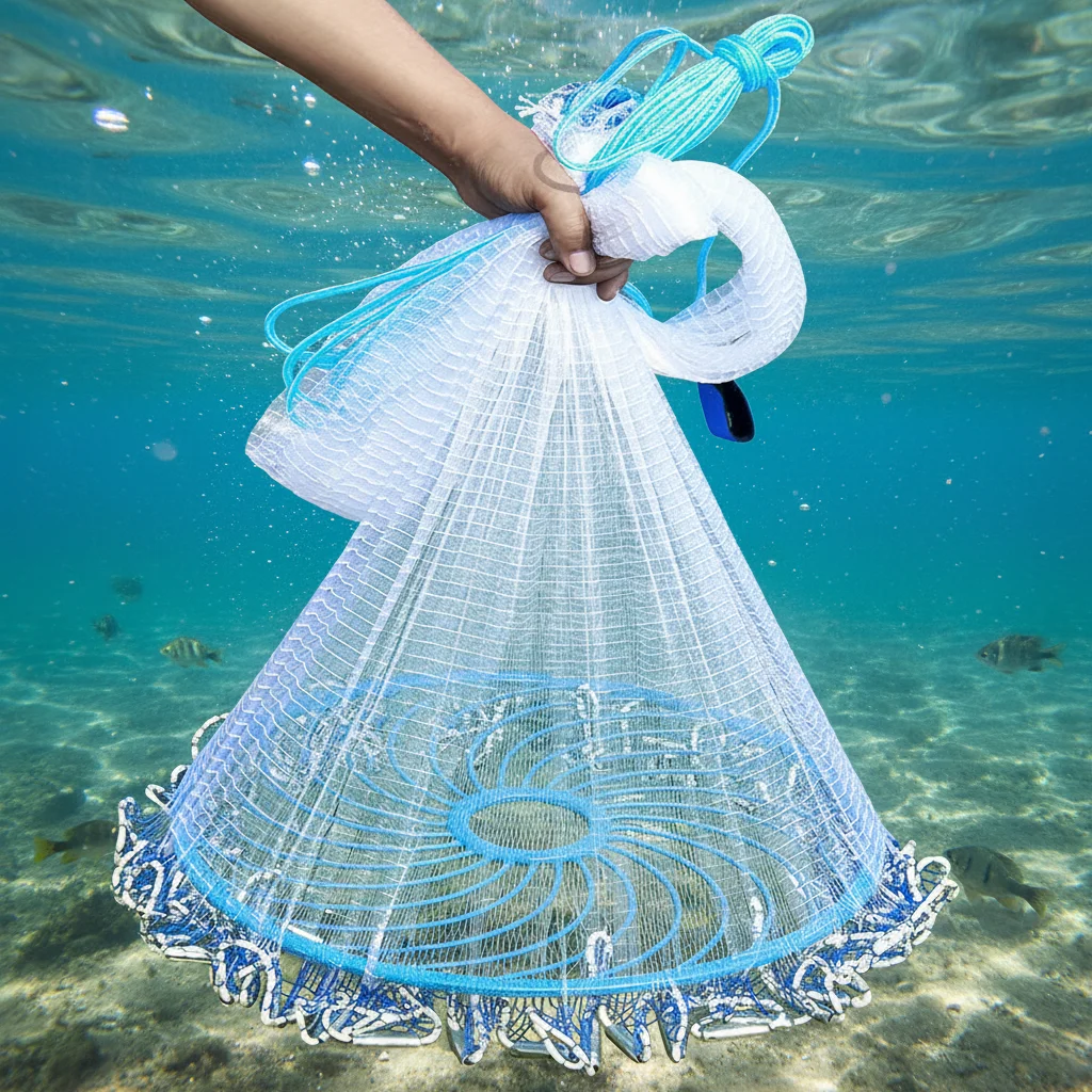 Wholesale China Factory High Quality Nylon Fish Net Monofilament Lines  Throw Catch Drawstring Cast Casting Net Fishing Net