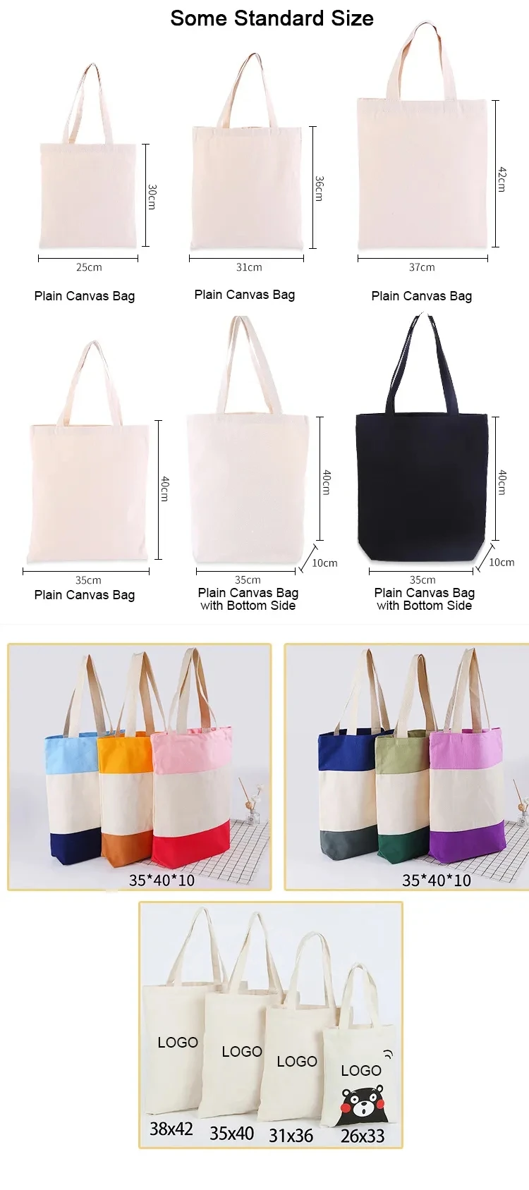 Wholesale Plain Large Canvas Tote Bags Bulk With Custom Printed Logo