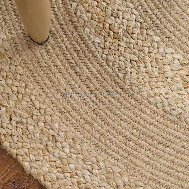 Handmade Natural Fiber Thick Jute Rug Round Braided Hemp Jute Rugs ...
