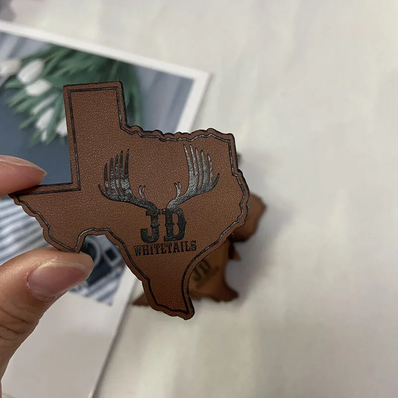 Patch Embossed Logo Leather Patches with Adhesive OEM Leather Labels Manufacturer Custom Leather Luxury Garment Labels 100pcs