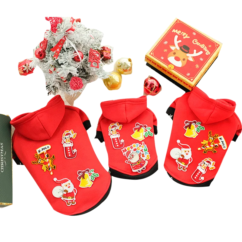 Зима теплая одежда для собак Рождество принт хлопок вышивка