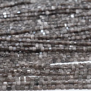 Natural Nice Quality Sliver Obsidian Faceted Cube Beads 2.4mm