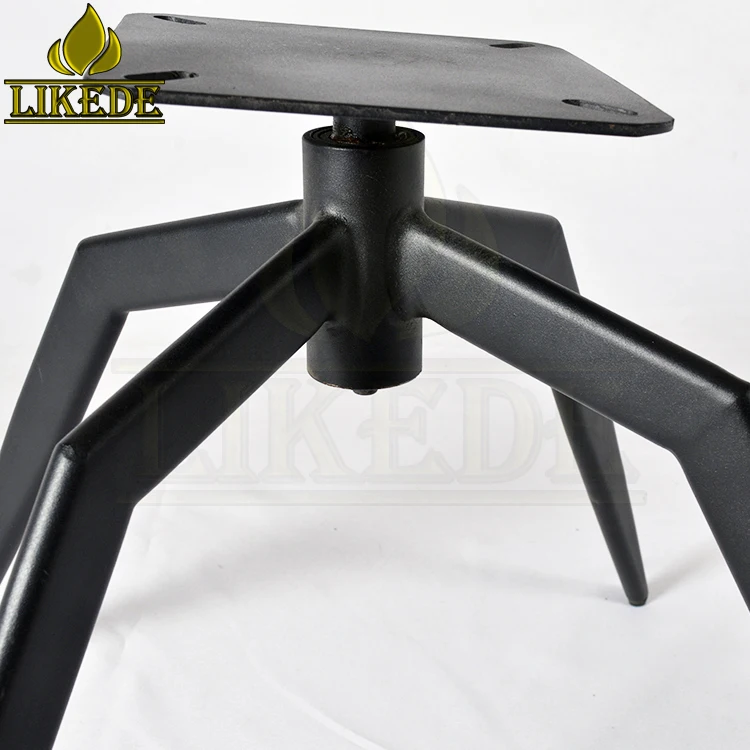 Black steel iron tilt beveled top plate pitched spider swivel base for dining chair