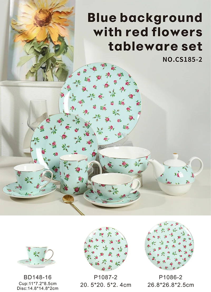 product wholesale fancy design wedding home decoration decal printnted luxury bone china dinner set-1