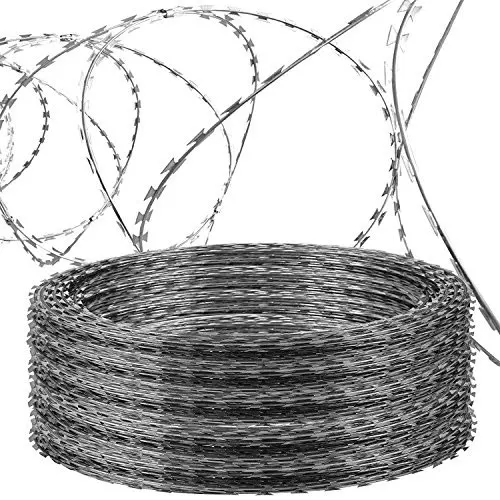 BTO-22 High Security Galvanized PVC Coated Concertina Razor Blade Fencing Wire for Border and Prison Fence Made From Iron Wire