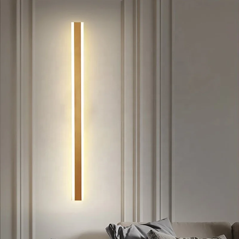 Luxury Modern Long Strip Linear Led Wall Light 800 1200 Brass Wall Lamps for Indoor Bedroom Living Room