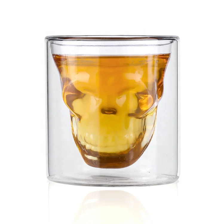 Crystal Skull Shot Glasses Double Wall Glass Cup, Funny Crystal Drinking Cup,  Whiskey Glasses, Cool Beer Cup For Wine Cocktail Vodka,set Of 4