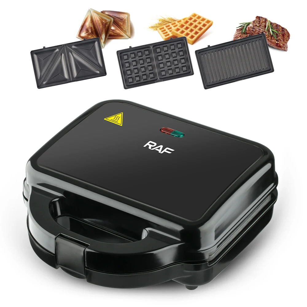 Sandwich Maker 3 in 1, Waffle Make with Removable Plate, Electric Panini  Press Grill, Sandwich Toaster with Detachable Non-stick Coating, LED  Indicator Lights, Cool Touch Handle, Black 