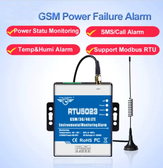 GSM Temperature Humidity Monitoring Alarm Power Failure Remote Monitoring SMS Alarm for Cold Storage Drugstore RTU5023