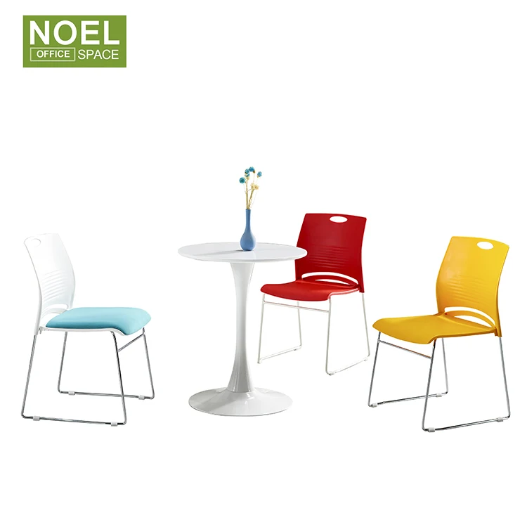 PP Plastic Backrest Chrome Steel Legs Stackable Chairs