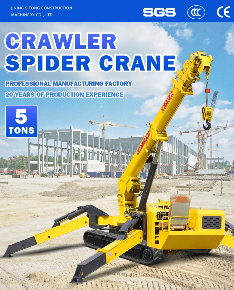 Sitong 3 Ton Mini Telescopic Spider Lifting Crawler Crane For Sale ...