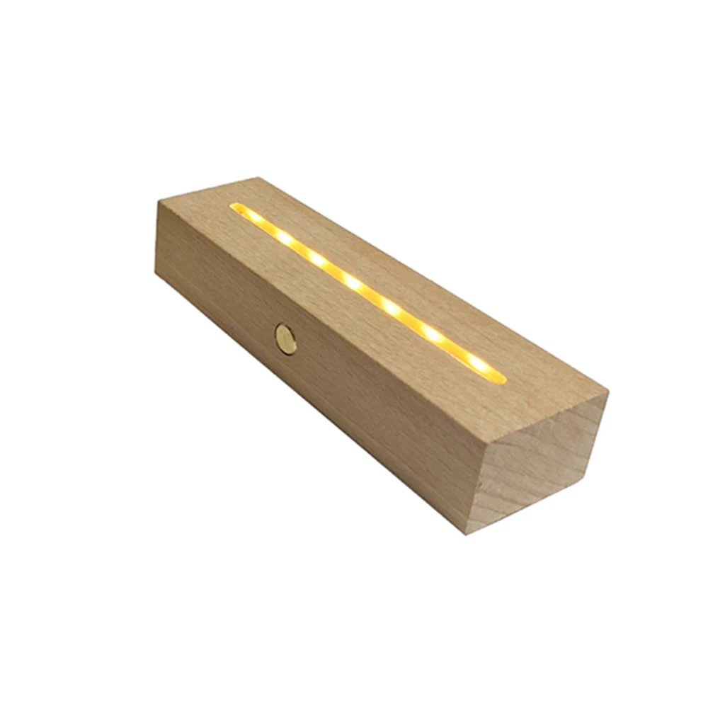 LED Lights , Warm Color Rectangular Wooden Lighted Base Stand for