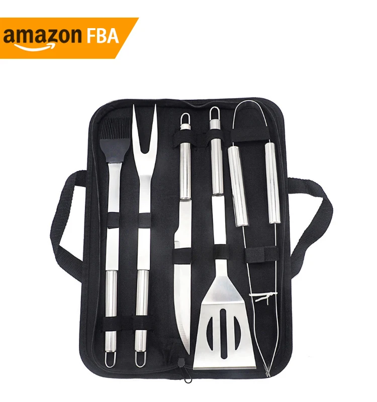 Kitchen Gadget 2024 New 6pcs Stainless Steel Bbq Grill Tool Set With Black Storage Bag Buy Bbq