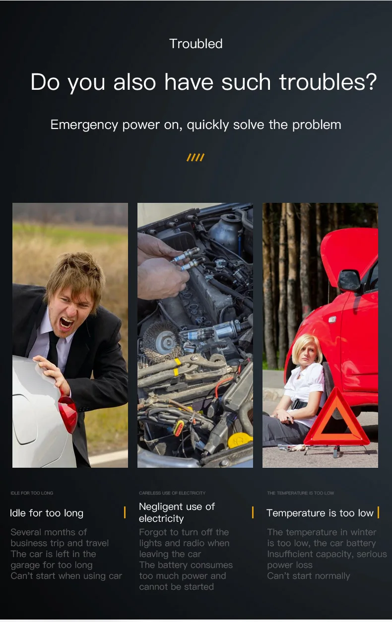 BR 2025 High Power Portable JumpStarter Emergency Multi-Function 12V Car Battery Charger for Gasoline Vehicles As Emergency Tool