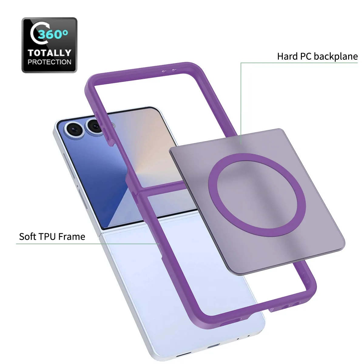  z flip7 shockproof cover 2 in 1 silky texture matte magnetic mobile transparent frosted phone case-5