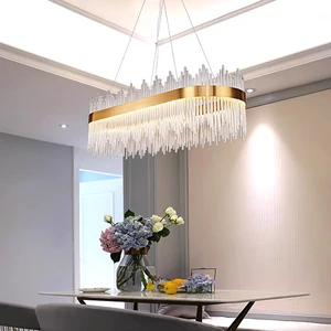 Living Room Luxury Gold Metal Round Luster K9 Crystal Led Pendant Lights Luminaria Hanging Lamp Indoor Lighting
