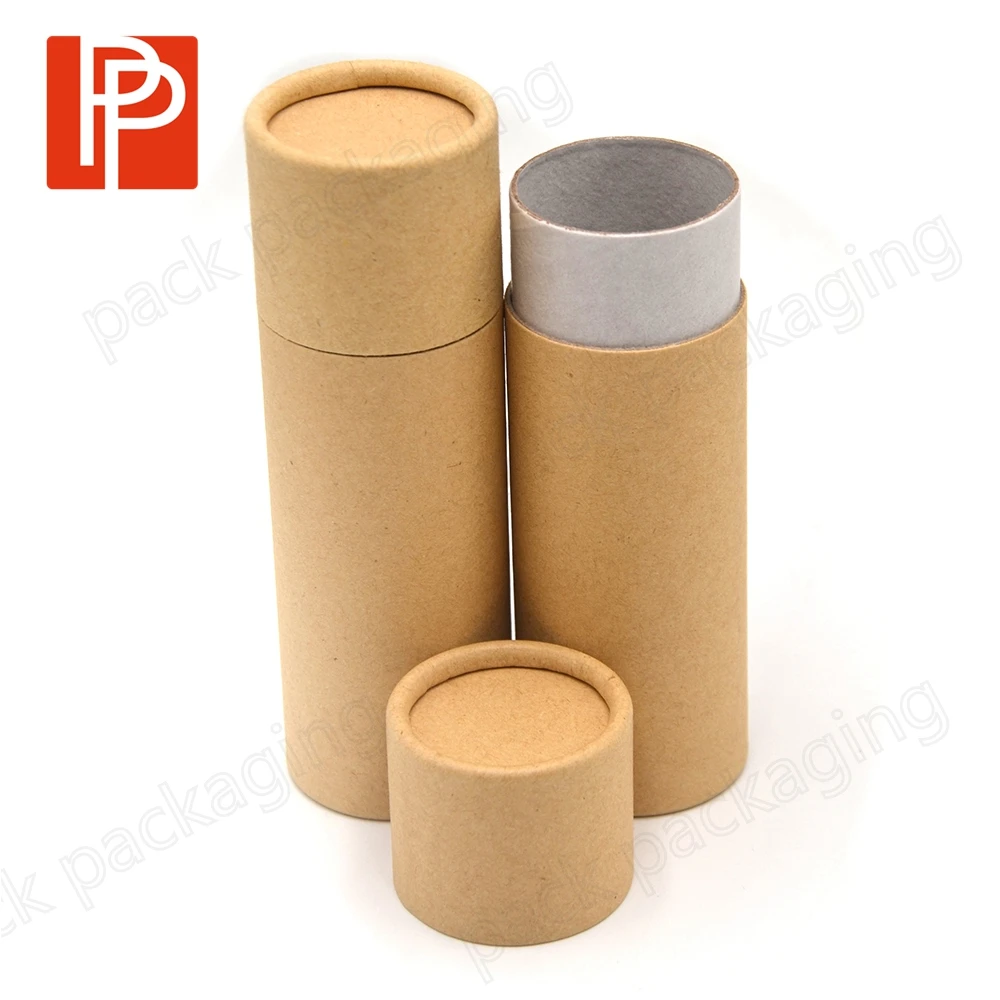 Reusable Cardboard Round Paper Tube Packaging Natural Brown Kraft Paper Boxes Cylinder Boxes