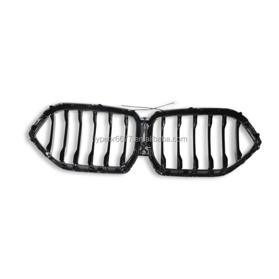product tiypeor car gloss black front bumper front mesh grille single slat line hood kidney grill abs led for bmw x6 g06 2019   2023-8