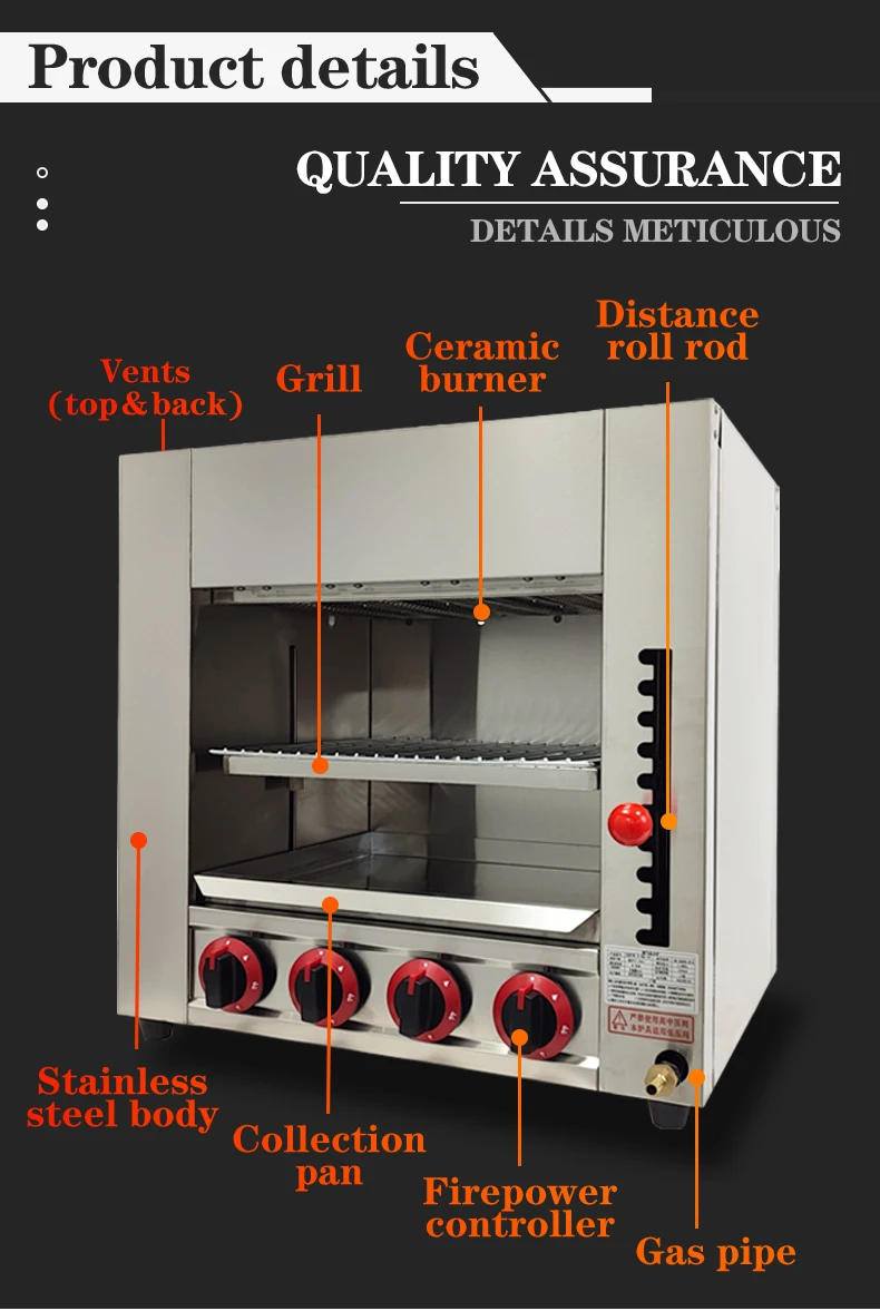 Hotel Restaurant Kitchen Equipment Counter Top Salamander Oven Bbq Grill Salamander Grill Commercial Gas