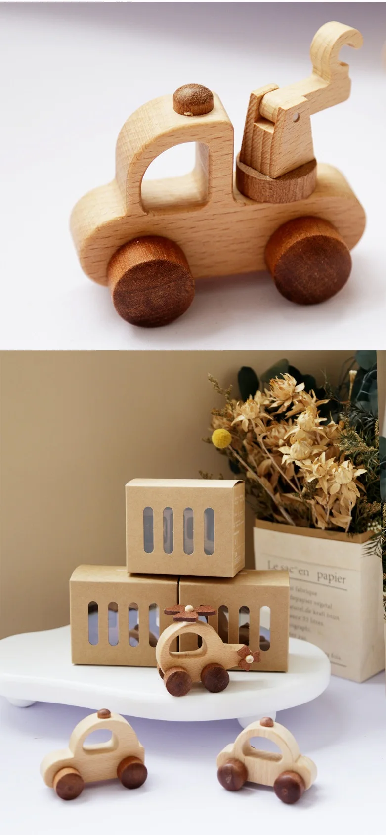 Solid Wood Rescue Toy Car Unisex Paintless Early Childhood Education Wooden Toys for Children