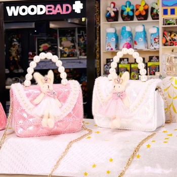 Spring Summer Kids Bag Mini Waterproof Handbag with Pearl Zipper New Children's Fashion Candy Color Crossbody for Little Girls