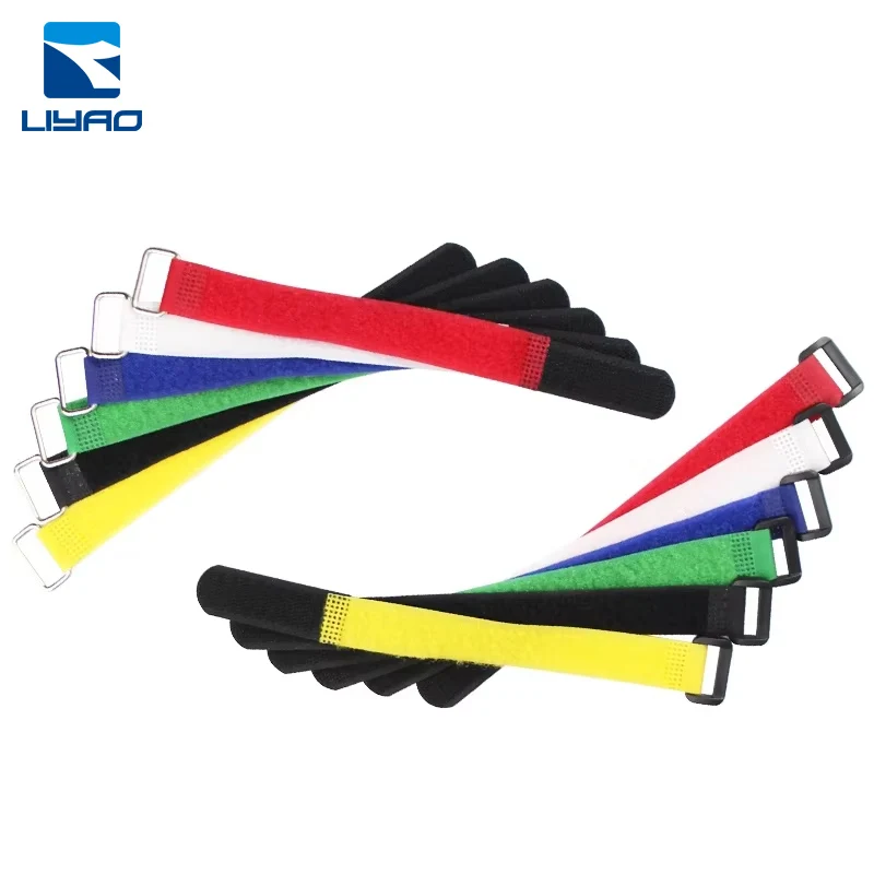 Custom Cable Ties with Printed Logo 100% Nylon/PP Materials Double Sided Adhesive for Hook and Loop for Office Use