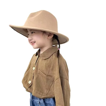 Cappello Fedora In Feltro Per Bambina E Ragazza - Tesa Larga, Vintage, Con Fibbia