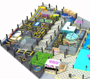 Commercial Indoor Large Bungee Jumping Trampoline Park