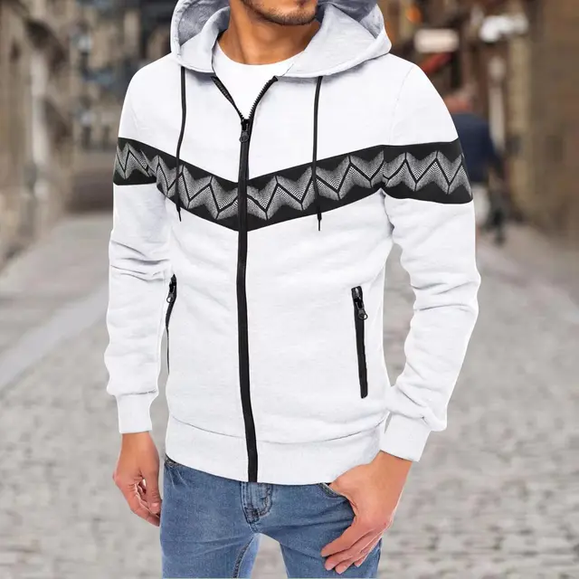 Autumn and winter new men's cardigan hooded casual sports sweater jacket