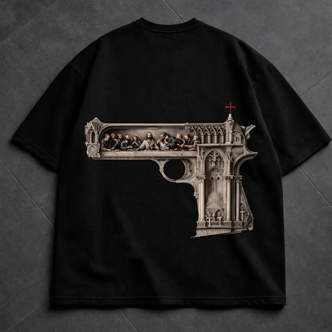 Męski niestandardowy bawełniany (100%) klasyczny T-shirt z okrągłym dekoltem w stylu vintage, retro, uliczny, ciężki, z drukowaniem DTG (Direct-to-Garment), jednolity kolor