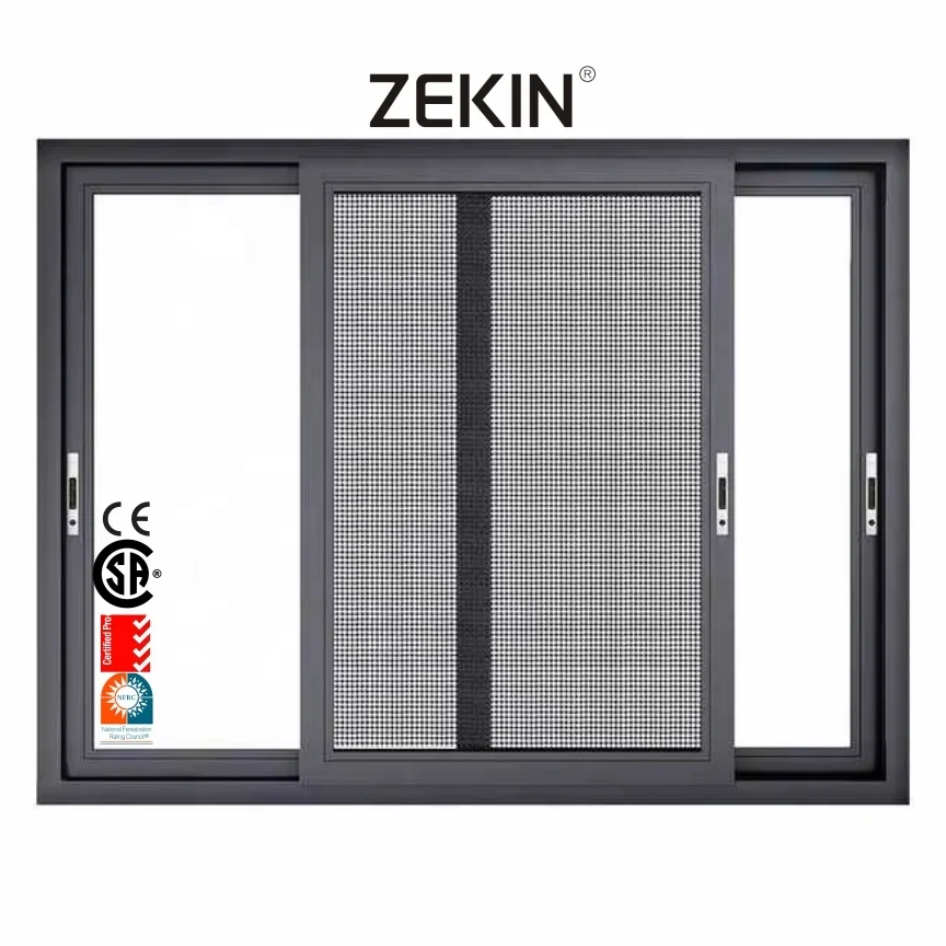 Custom Aluminum Window Design Modern Factory Price Black Aluminum Frame Double Glazed Glass Sliding Window