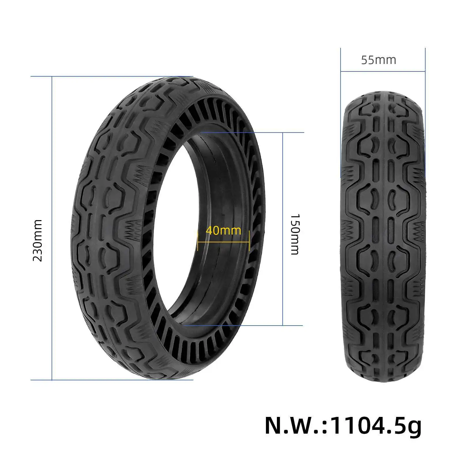 10-Inch Solid Honeycomb Tire for Ninebot MaxG30 Dualtron Trottinette Electrique 40mm Slot Rubber 10*2.5-6 Size Scooter