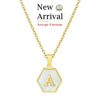 OYA JewelryHot Fashion Design Personalised Coin Letter Charm for Necklace Shell Letter Necklace