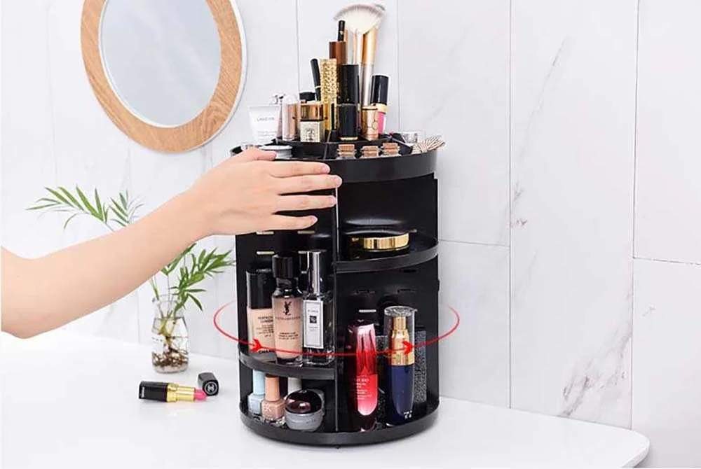 Organizer Makeup Storage Plastic Drawer Cosmetic New Fashion 360-degree  rotating brush holder jewelry shelf Detachable Beauty