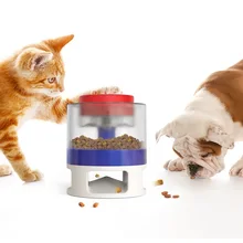 Wholesale automatic feeding food container cat dog toys slow bounce Round pet bowl feeder Large storage Dog food dispenser