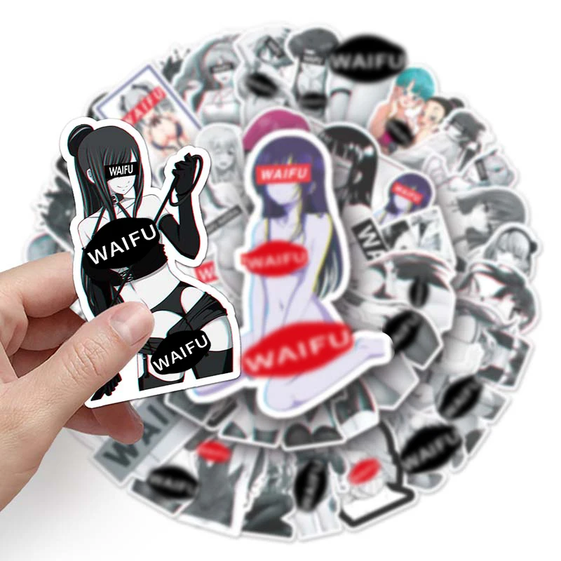 ホット販売50個Waifuセクシーな女の子アニメステッカー装飾ラップ