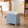 Blue - with wheels and cover - yellow pull rod
