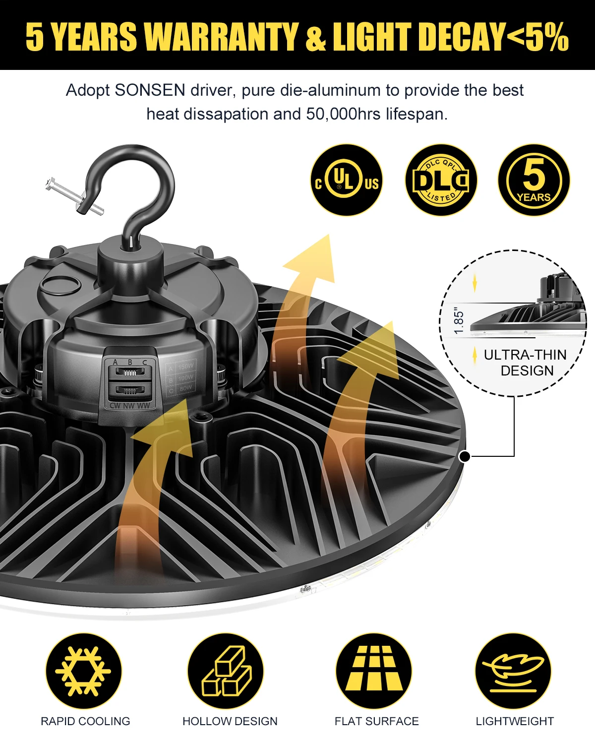 400w LED High Bay Light 300 200 Watt Industrial Fixtures IP65 3000-5000K