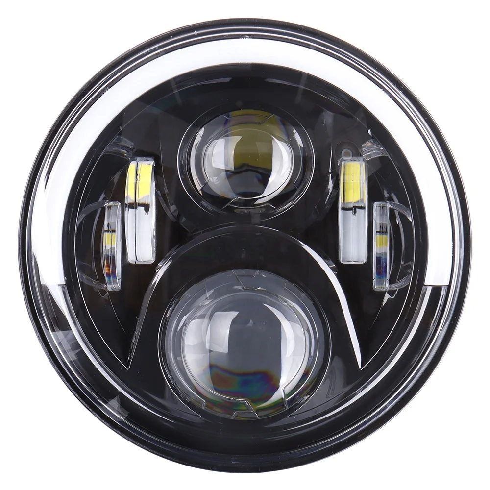 TIYPEOR Round 7inch Led Headlight HI/LO Beam Light Halo Angle Eye DRL Headlamp for Wrangler Lada Niva Off Road 4x4 Motorcycle