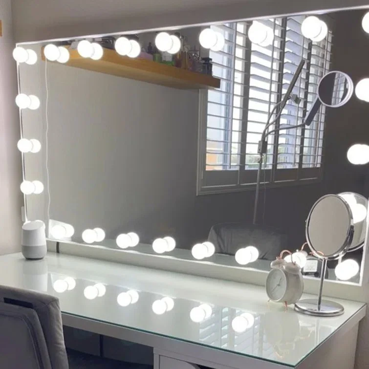 Extra Wide Hollywood Style Makeup Mirror with Frosted LED Bulbs and 136.5*73*8cm Size 3