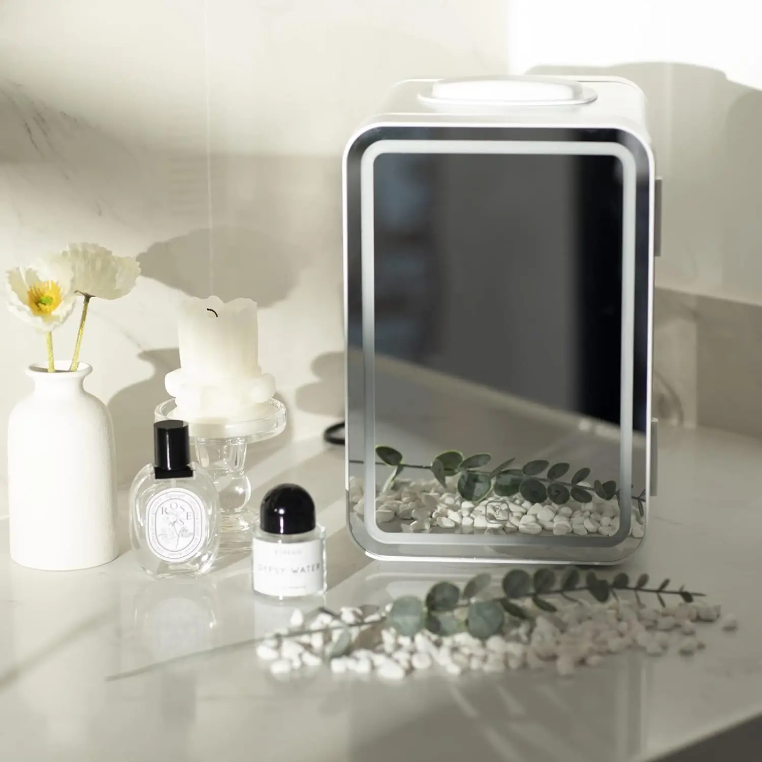 Popular 8L Custom Portable Home Cosmetic Makeup Fridge Refrigerator Beauty Mini Fridge With Mirror Led Light