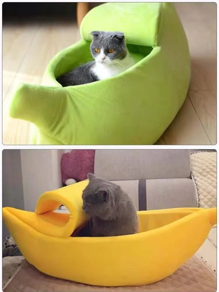 Winter Warm Cotton Small Banana Pet Nest Bed Mascotas Gato Chat Katze ...